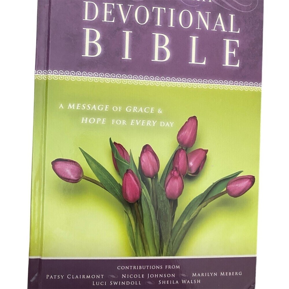 Women of Faith Devotional Bible NKJV Hardcover Grace & Hope Tulip Cover